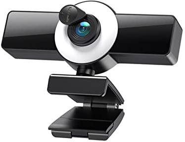 SHEHUALI Webcam, Webcam 4k 8k. Telecamera autofocus con microfono LED USB. Fill Light Mini Cam for la videoconferenza Pc Accessori(4K (With Tripod))