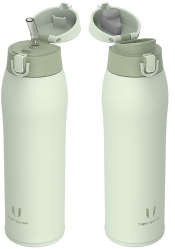 Sparrow Vattenflaska 950ml - Isolerad Termosflaska med Sugrör | Läckfri Vattenflaska, BPA-Fri Termosflaska, Med Piplock & Sugrörlock, Maskindiskbar, TwinSip, Sport, Camping