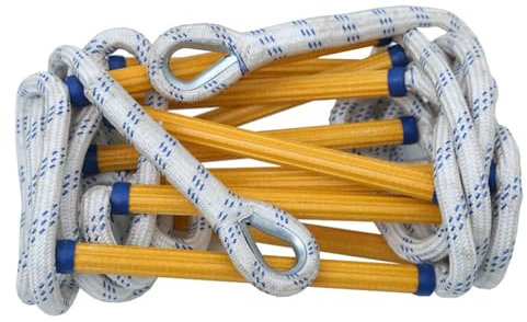 GAGULHAH Strickleiter, Feuerleiter 5 m/16,4 Fuß mit 2 Haken, Feuerleiter-Sicherheitsseil, tragbare Notstrickleiter für Fenster, Balkon, Hausgeländer (66 Fuß/20 m)