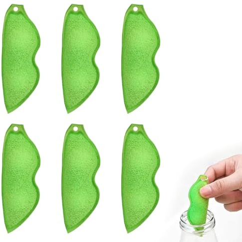 Magic Beans Flaschenreiniger,Magic Beans, 6 Stück Beans Bottle Cleaning Sponge,Reinigungsbürste,Magic Beans Bottle Cleaner Sponge,Küchenschwämme in Erbsenform,für die Lnnenreinigung von Flaschen
