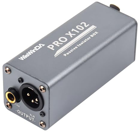 WisWinDa Pro X102-1S 1/4 6.35 TRS/TS/XLR Multi-Purpose Hum Eliminator Box Microphone and Audio Player Ground Loop Noise Isolator HiFi Stereo Noise Filter for Different Audio Using Systems