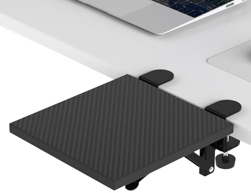Sisyphy Vassoio di estensione ergonomico da scrivania, 24,1 x 23,1 cm, morsetto senza punzonatura, vassoio pieghevole per cassetto della tastiera, mensola per poggiapolsi per braccio da tavolo,