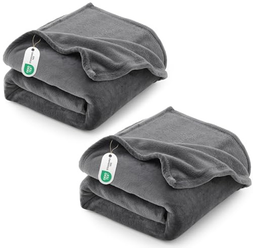 CozyLux Set med 2 pläd flanellfleece 260gsm - 150x200 cm, grå - lurvig filt 200 x 150 - soffa/enkelsäng/dubbelsäng, varmt och mjukt sofföverdrag i mikrofiber