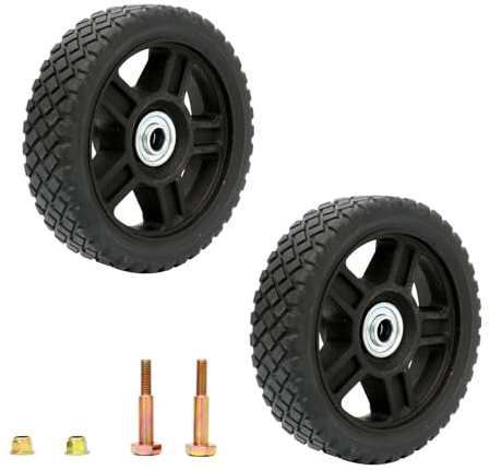 OWLAUTO 6 Inch Lawn Mower Wheels Fits,Most Standard push Lawn Mowers, Inner and outer bearing structure - Includes Bolts, Nuts,2PCS