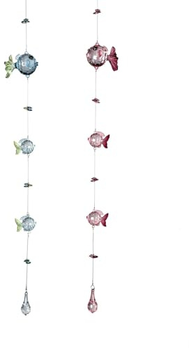 formano 2er Set Girlande Kugelfisch 60cm Fensterdeko Hänger Hängedekoration bunt hängend aus multifarbenem Acryl gefertigt Tiermotiv Geschenk Einzug