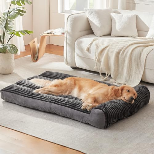 DEBANG HOME Dog Beds for Medium,Large Dogs Breeds,Sofa Dog Bed with Pillow for Crate Kennel, Super Soft Pet Bed for Support Bolster, Comfortable Pet Couch Bed & Non-Slip Bottom