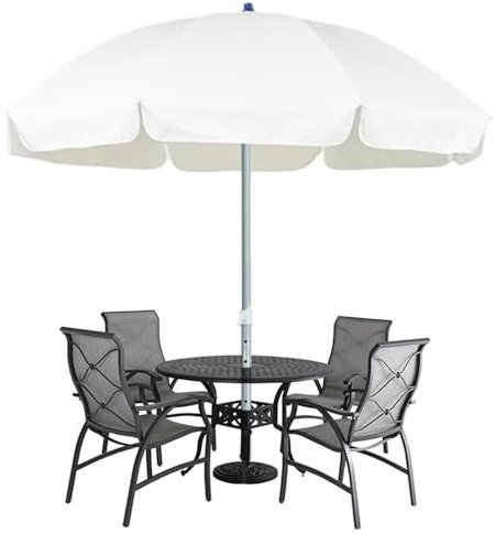 YCBTPS Sombrilla para Jardín Grande 240cm, Parasol Terraza Protección UV para Patio, Exterior Antiviento Sombrilla Playa con 8 Varillas, Regulable En Altura(White)