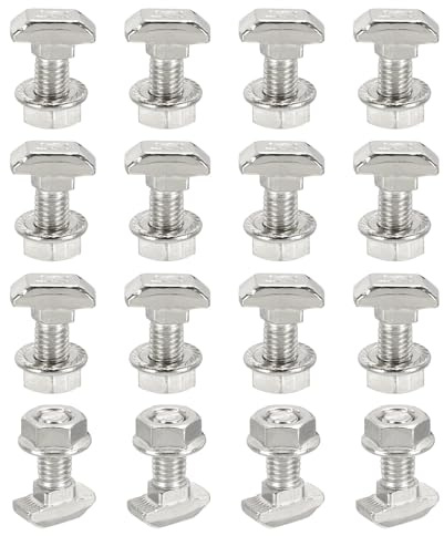 PATIKIL 16 Juegos Tornillos De Ranura En T M8x20 mm De Tornillos Plateado