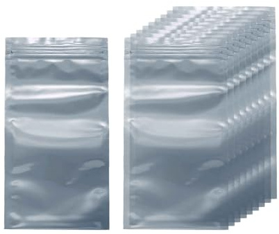 HARFINGTON 30pcs Antistatic Bags 3.5 x 7.1 Double-Layer Anti Static Resealable ESD Shielding Bag for GPU Hard Drive HDD SSD LED Lights Electronic Device, Semi-Transparent Dark Grey