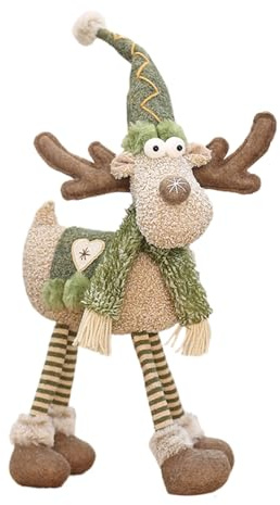 Renna natalizia a gamba lunga, gambe retrattili, decorazione natalizia invernale per la casa, ornamento in peluche, statuette di alce, per finestre, feste, hotel, casa, camera da letto, soggiorno