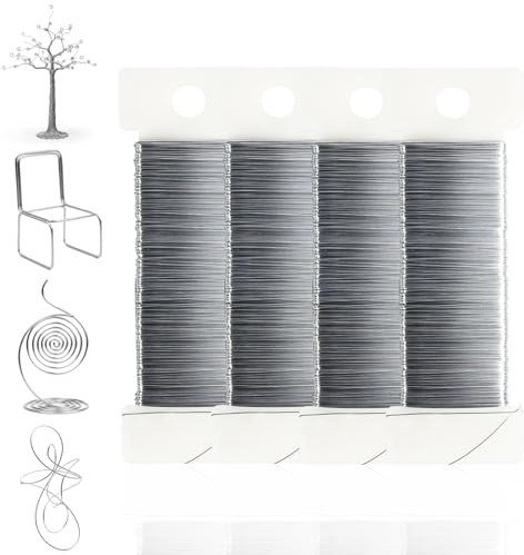 0,35mm x 200m Basteldraht Dünn, 4 Rollen Draht zum Basteln Schmuckdraht Basteln Blumendraht Floristendraht Wickeldraht Basteldrähte für Schmuckherstellung, Blumenstrauß, Stängelwickel