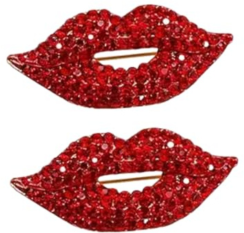 2 x rote Lippen Strass Brosche Pin Damen rote Lippen voller Strass Brosche Pin kreativ sexy Kristall glänzende Mund Brosche Party Hochzeit Schmuck Zubehör Geschenk Broschen und Pins Schmuck