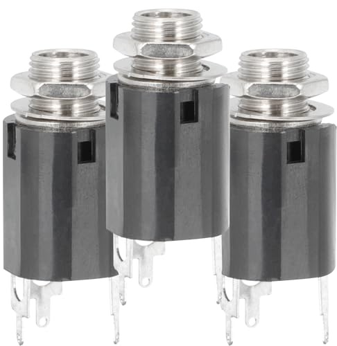 Generisch 3 Stück 635 MM Gitarren Klinkenbuchse Weiblich Stereo Einbaubuchse aus Robustem Material mit Montagebohrungen für Akustische Konzertgitarren Langlebiges Gitarrenzubehör für