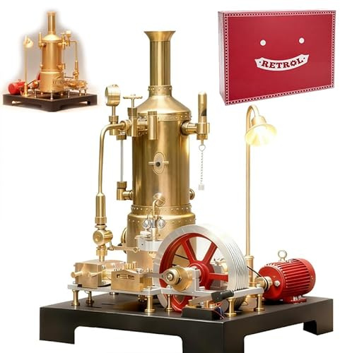 Retrol SE-03 Steam Engine Model Kit That Works, 38PCS Working Mill Engine with Brass Boiler, Generator & Lamp Stand, Metal Steam Engines Gift for Christmas Adults
