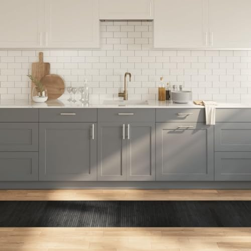 Tonture Alfombra de bambú rectangular gris 60 x 500 cm, resistente, antideslizante, duradera, fácil de limpiar, decoración moderna natural para el suelo, para salón, comedor, dormitorio, pasillo