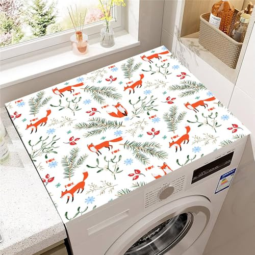 Hearda Housse Machine a Laver Imprimé Renard,Dessus Tapis Lave Linge Antidérapant,Housse de Protection pour Machine à Laver Top,Tapis de Protection pour Dessus Sèche-Linge (Dessin Animé,30x40cm)