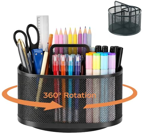 GSCRE Organisateur de Bureau Rotatif 360°, Pot Crayon Bureau Rangement