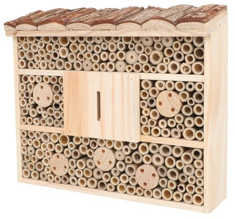 Kichvoe Casa de Madera para Jardín 1 Unidad, Hábitat Decorativo para Abejas y Mariquitas, Refugio Natural Ecológico para Polinización y Mantenimiento de Insectos Beneficiosos