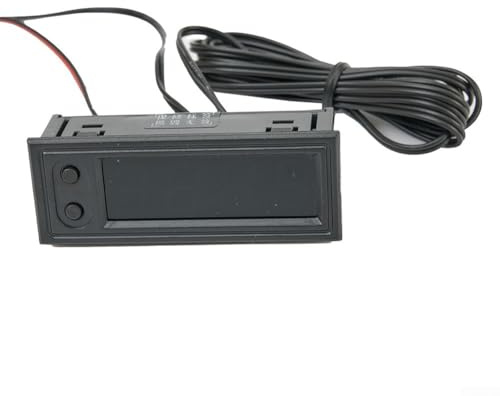 Digitales LED 3-in-1 Auto-Voltmeter, Temperaturanzeige, Uhr | DC 5–27 V Fahrzeug-Spannungsmesser mit Innen- und Außenthermometer | Rot Grün Blau Display für Auto LKW Boot (grün)