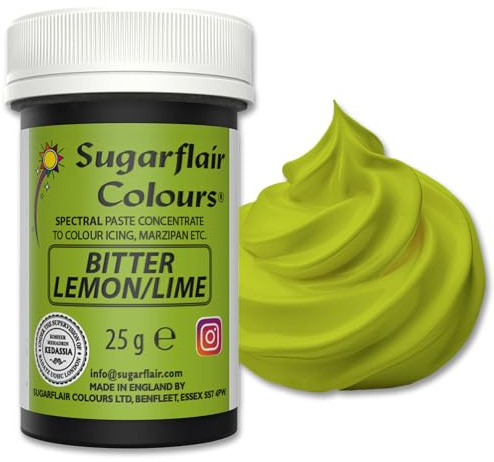 Sugarflair Lebensmittelfarbpaste Bitter Lemon/Lime, Konzentrierte Spectral Lebensmittelfarbe für Buttercreme, Zuckerpaste, Zuckerguss, Kuchenmischungen, Macarons und mehr! - 25g