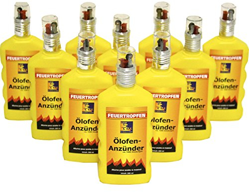 Hergestellt für BAUPROFI 10x Ölofen-Anzünder Till á 200ml = 2 Liter Ölofenanzünder Feuertropfen FLÜSSIG !