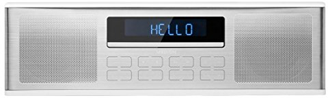 MEDION LIFE P64000 MD 43180 Kompaktanlage, kabellose Musikübertragung via Bluetooth, Wiedergabe vom USB Stick, MP3/CD kompatibel, PLL-Stereo UKW-Radio, 30 Senderspeicher, silber/weiß