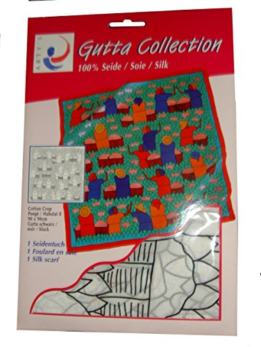 ARTY'S Gutta Collection - Motiv: Cotton Crop - Pongé 08, ca. 90x90cm, rollierte Ränder (Gutta schwarz)