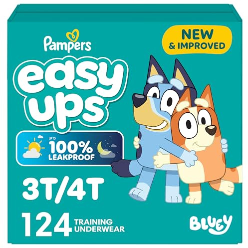 Easy Ups Girls & Boys Potty Training Pants, Size 3T-4T, 124 Count, Peppa Absorbent Training Underwear, Up to 100% Leakproof Day and Night, Hypoallergenic (Packaging May Vary)