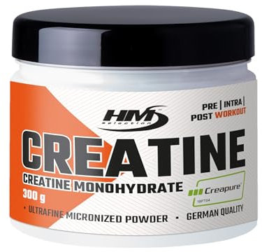 HMSelection CREATINE MONOHYDRATE 100% CREAPURE- integratore alimentare di creatina monoidrata in polvere micronizzata - per adulti che praticano un esercizio fisico intenso (300g)