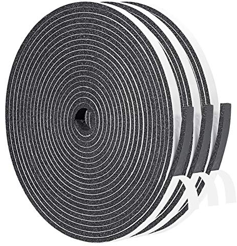 Yotache Weather Stripping Door Seal Strip 1/4 x1/8, New Adhesive Foam Insulation Seal Tape for Door Jamb Frame, Windows, 3 Rolls x 16.5ft, Total 50ft Long