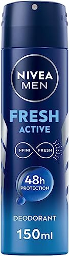 NIVEA MEN Fresh Active Deodorante Uomo Spray in Confezione da 6 x 150 ml, Deodorante Uomo con Estratti Oceanici, Deodorante Antitraspirante per 48 ore di Fresca Profumazione