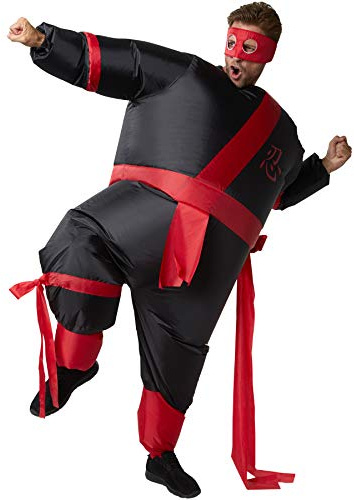 dressforfun 302353 - Aufblasbares Unisex Kostüm Ninja, Anzug mit angenähtem Gürtel und Band, inkl. Maske
