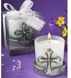 Vasara Set di 20 candele a forma di croce per Prima Comunione