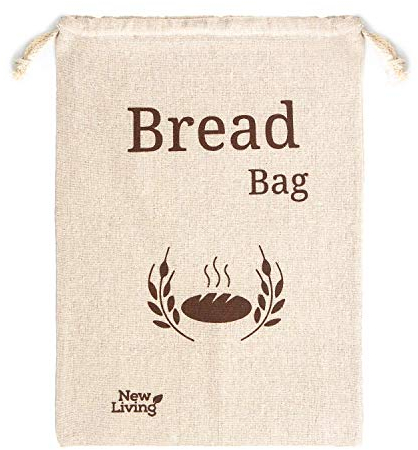 New Living Organic Linen Bread Bag Extra Large | 1 x Reusable Bread Bags | Food Storage Bag | Bread Storage Bags | 44x35 cm | Eco Bread Bag