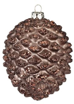 Christbaumschmuck Glas 8cm Zapfen mit Glitzer Weihnachtskugeln Tannenzapfen Elegant Lounge braun / Inge's Christmas Sfera Vetro Collection Pigna Braun cm.8