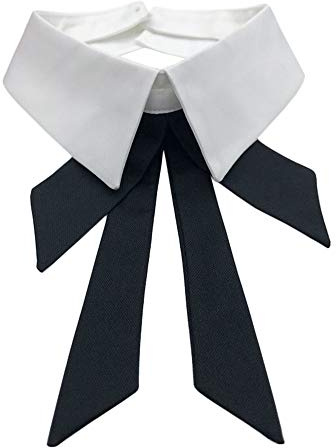 Vpang Detachable Fake Collar Lapel Plaid Blouse False Collar Choker Peter Pan Necklace Neck Bow Tie - white - Medium
