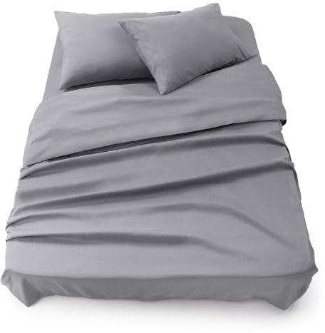 Blumtal Juego de Sábanas - Set de 4 Piezas, Sábana Bajera Ajustable Cama 160, Encimera 240x275 + 2 Fundas de Almohada 50x80cm, Gris