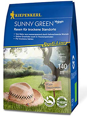Kiepenkerl Profi-Line Sunny Green Rasen für trockene Standorte 666207 - Trockenrasen, Rasensamen sonnig, Rasen trocken, Rasensaat schnellkeimend, Qualitätsrasen aus Spitzensorten, 4 kg