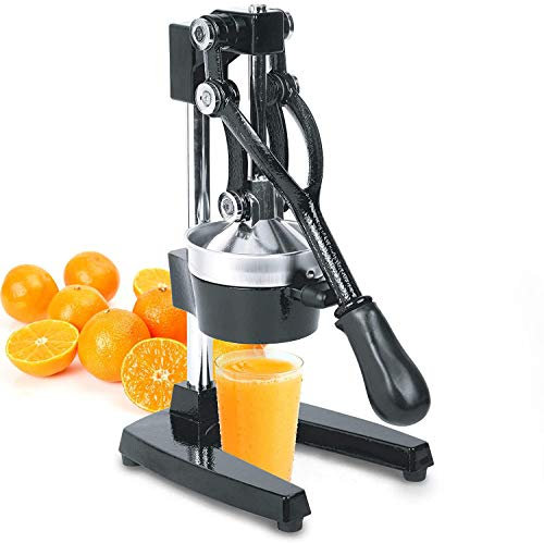 BSHA Professional Citrus Juicer - Manual Citrus Press and Orange Squeezer - Metal Lemon Squeezer - Premium Quality Heavy Duty Manual Orange Juicer and Lime Squeezer Press Stand, Black