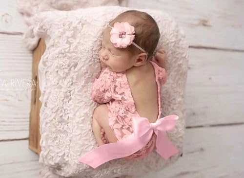 Fotograferingskostymer för bebisar, fotograferingsrekvisita för nyfödda, backless spets-sparkbyxor, kläder för foto, babykläder, klädset, fotorekvisita, tillbehör, stil A: rosa