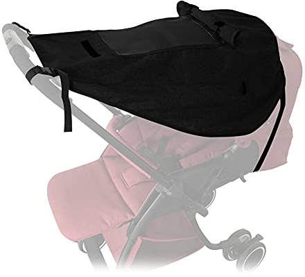 Sonnensegel Kinderwagen, Sonnensegel für Kinderwagen mit Sichtfenster, Universal Kinderwagen Sonnensegel, mit UV Schutz 50+ und Wasserdicht(schwarz)