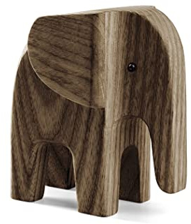 Novoform Design - Baby Elephant - Dekofigur, Holzfigur - Elefant - Eschenholz gebeizt - Maße (LxBxH): 7,5 x 4 x 7,7 cm