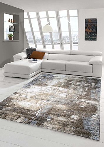 Teppich-Traum Designer Teppich Wohnzimmer modern ABSTRAKT Linien braun beige grau Creme meliert Größe 140x200 cm