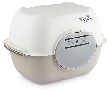 Rotho MyPet Bella Katzenklo mit Deckel und Klappe, beige | Katzentoilette
