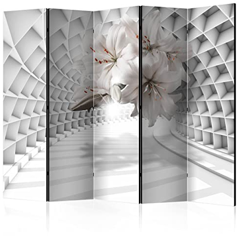 decomonkey Paravent Raumteiler Innen Abstrakt, 225x172 cm, 5-teilig, 3D | Beidseitig, Effekt, Wohnzimmer, Room Divider, Wall, Raumteiler Stehend, Trennwand, Sichtschutz, Spanische Wand, Holz