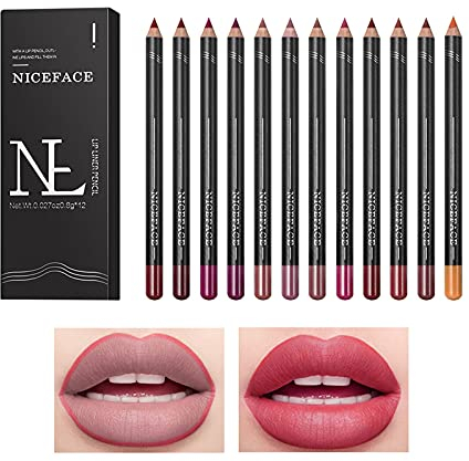 12-teiliges Lippenstift-Set aus Holz matt Nude wasserdicht hochpigmentiert weich glatt mehrfarbig Geschenk für Frauen und Mädchen