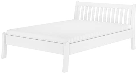 Erst-Holz®Weißes, geschwungenes französisches Bett 140x200 Kiefer massiv V-60.61W-14Rollrost und Matratze inkl.