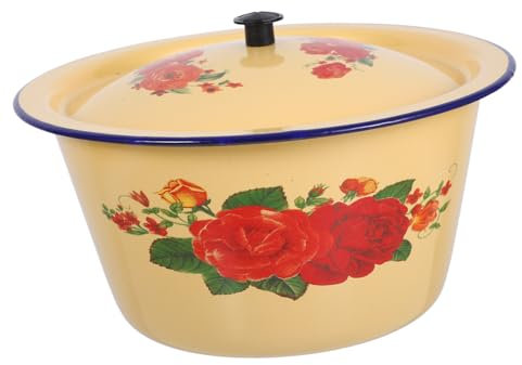 BESTonZON Emaille Schüssel Mit Deckel Retro Aufbewahrungsbecken Für Küche Handwaschbecken Vielseitig Einsetzbar Für Zuhause Und Restaurant
