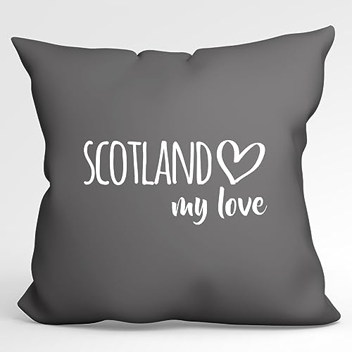 Huuraa Zierkissenbezug Scotland My Love Geschenk 40x40cm Steel Grey Baumwolle Scotland Dekoration