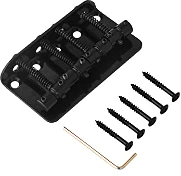 Rubatone 4 Saiten Bassbrücke Top Load Bridge Hard Tail Steel Bridge für Jazz Bass Precision Bass P Bass Gitarre Teile Zubehör High Mass Schwarz